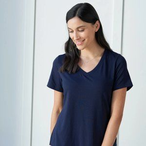 NWOT Gap 100% Cotton Vneck Vintage Wash Relaxed Navy Blue Tee Tshirt - S M